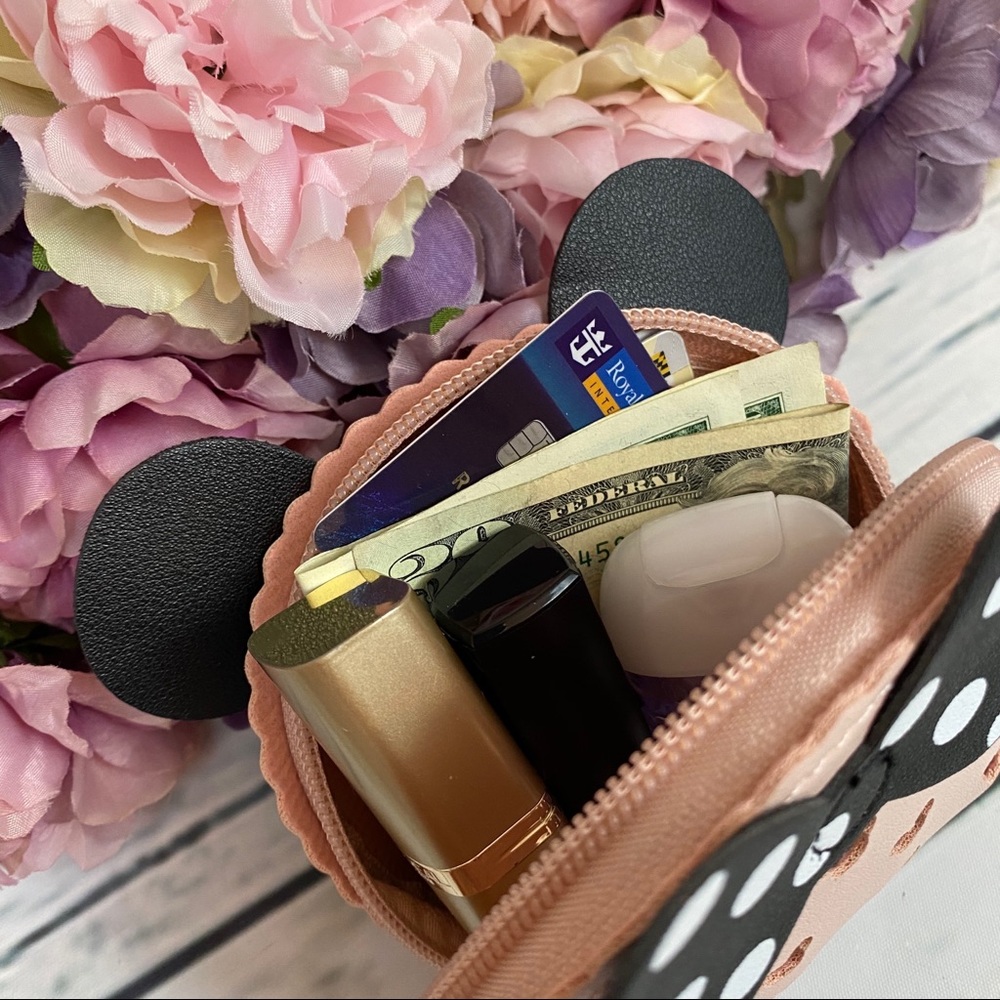 Pink Minnie Mouse Coin Purse Bag Keychain - Picture 6 of 7